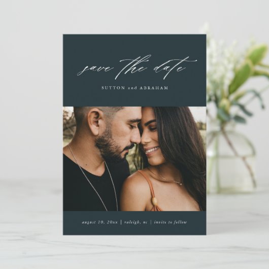 Minimaal script foto save the date (Staand voorkant)