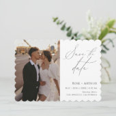 Minimaal Script Foto Save The Date Kaart (Staand voorkant)