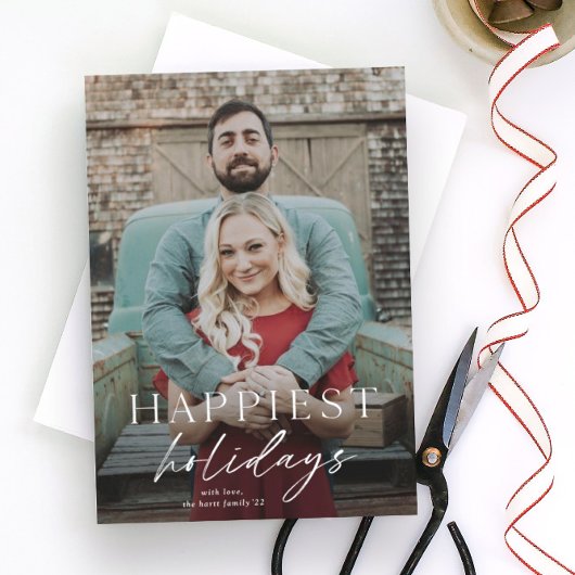 Minimaal script Gelukkig Kerstmis Foto Kaart