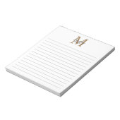 Minimaal script goud monogram wit gelinieerd notitieblok (Linkerzijde)