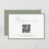 Minimaal Script Groene Rand QR Code Wedding RSVP Informatiekaartje (Voorkant / Achterkant)