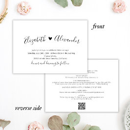 Minimaal Script Hart Alles In Een QR Code Bruiloft Kaart