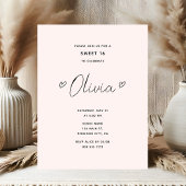 Minimaal Script Heart Pink Sweet 16 Briefkaart