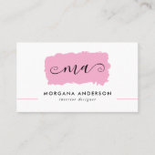 Minimaal Script Initialen Roze penseelstreek Visitekaartje (Voorkant)
