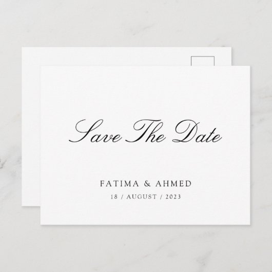 Minimaal script Islamitische Moslim Save The Date Aankondigingskaart (Voorkant / Achterkant)