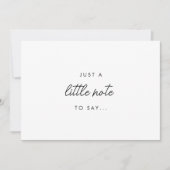 Minimaal script 'Just a Little Note' zwangerschap Aankondiging (Voorkant)