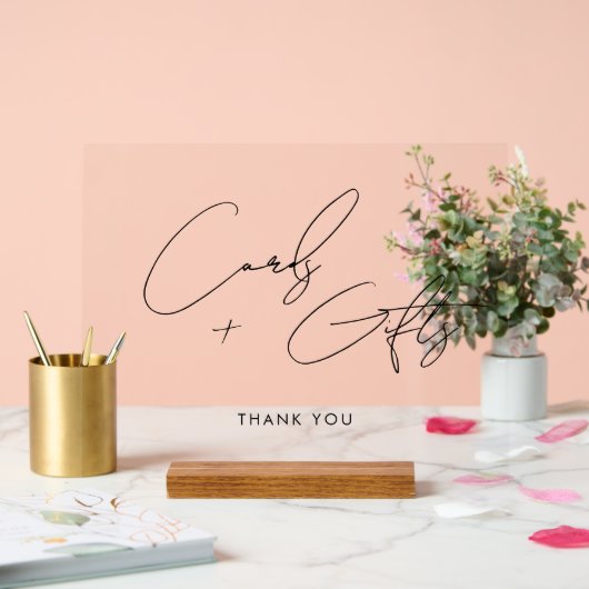 Minimaal Script Kaarten + Cadeaus Bruiloft Zwart Acryl Bord (Huwelijk)