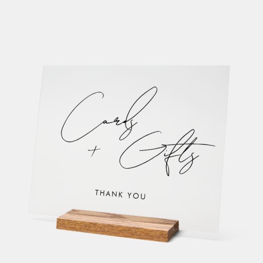 Minimaal Script Kaarten + Cadeaus Bruiloft Zwart Acryl Bord (Hoek)