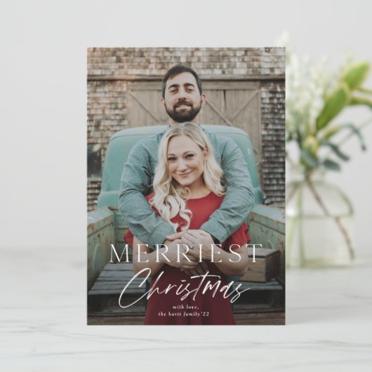Minimaal script meest feestelijke kerstfoto's kaart (Staand voorkant)