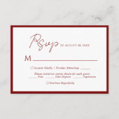 Minimaal Script Menu Keuze Rode Rand Wedding RSVP (Voorkant)