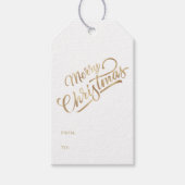 Minimaal Script Merry Christmas Gold Foil Cadeaulabel (Voorkant)