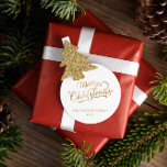 Minimaal Script Merry Christmas Gold Foil Ronde Sticker<br><div class="desc">Minimal Script Merry Christmas Gold Foil Folie Holiday Kaart.</div>
