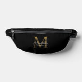 Minimaal Script Metallic Black Gold Monogram Heuptasje (Liggend)
