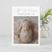 Minimaal script Mijn eerste kerst Baby fotokaart Feestdagenkaart (Staand voorkant)