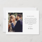 Minimaal script Modern Photo Wedding Bedankkaart (Achterkant)