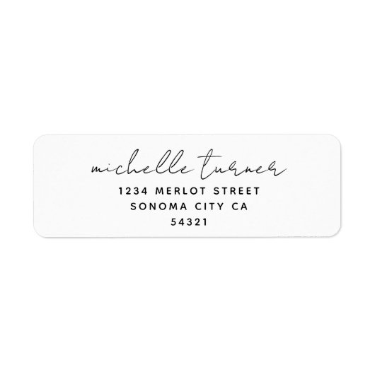 Minimaal script modern retouradres etiket (Voorkant)