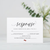 Minimaal Script Modern RSVP Wedding Response Kaart (Staand voorkant)