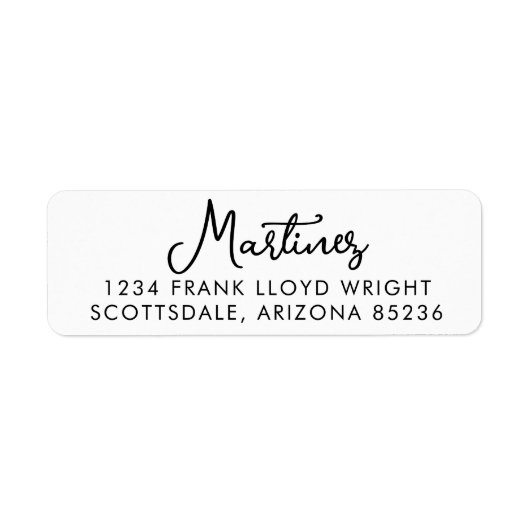 Minimaal Script Modern Typografie Retouradres Etiket (Voorkant)