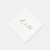 Minimaal script Monogram Boho Wedding Black White Servet (Hoek)