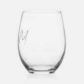 Minimaal script Monogram Boho Wedding Black White Wijnglas Zonder Voet (Links)