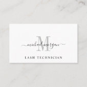 Minimaal script monogram wimpertechnicus visitekaartje (Voorkant)