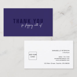 Minimaal script Navy Blue Bedankt Logo Visitekaartje