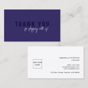Minimaal script Navy Blue Bedankt Logo Visitekaartje