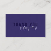 Minimaal script Navy Blue Bedankt Logo Visitekaartje (Voorkant)