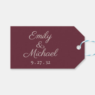 Minimaal Script Paarse Plum Favor Tag Cadeaulabel