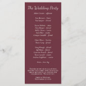 Minimaal Script Paarse Plum Programma Programmakaart (Achterkant)