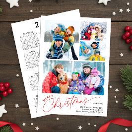 Minimaal script Prettig kerstfeest 4 foto's kalend Feestdagenkaart