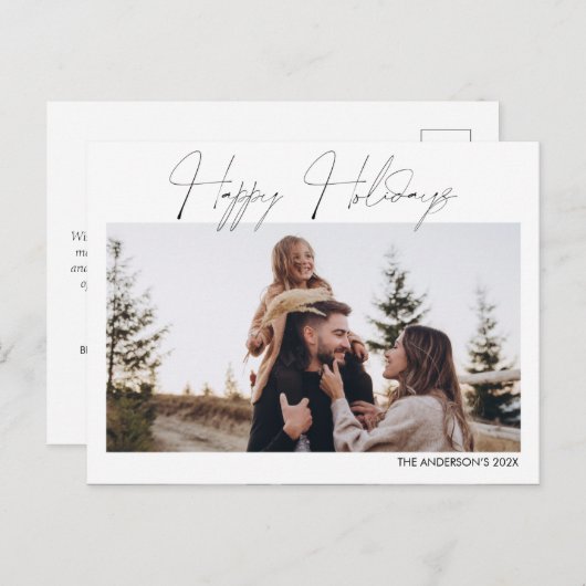 Minimaal script Prettige feestdagen kerstfoto (Voorkant / Achterkant)