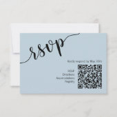 Minimaal script QR-code Lichtblauw RSVP Kaartje (Voorkant)