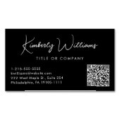 Minimaal Script QR Code Professional Zwart Magnetisch Visitekaartje (Voorkant)