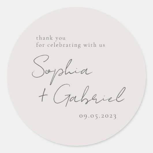 Minimaal script ronde sticker (Voorkant)