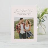 Minimaal script roze verticale foto save the date (Staand voorkant)