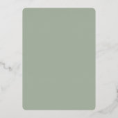 Minimaal script Sage groene koppel douche Folie Uitnodiging (Achterkant)