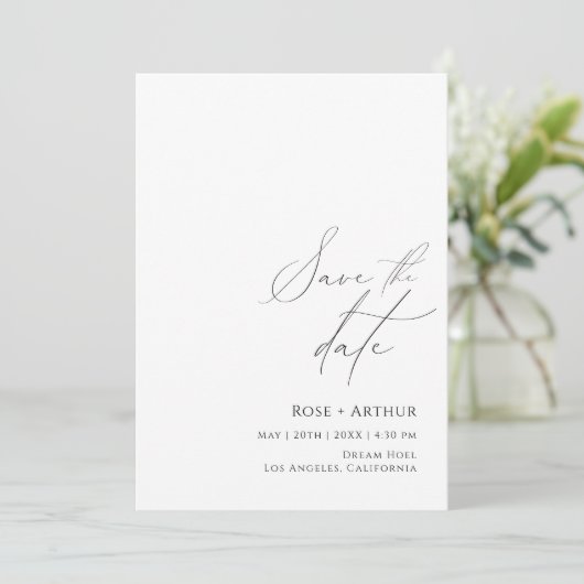 Minimaal Script Save The Date Kaart (Staand voorkant)