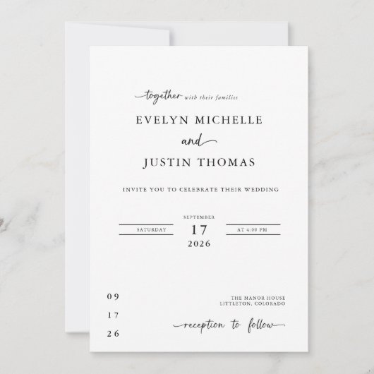 Minimaal script trouwkaart kaart (Voorkant)