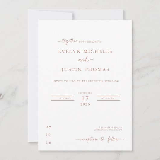 Minimaal script trouwkaart kaart (Voorkant)