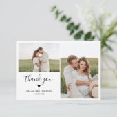 Minimaal script twee foto's met harthuwelijk bedankkaart (Staand voorkant)