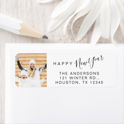 Minimaal Script Vakantie Nieuwjaar Fotoadres Etiket (Insitu)
