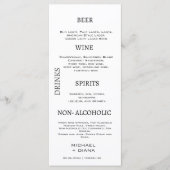 Minimaal Script Vet Bruiloft Drinken Bar Aangepast Menu (Voorkant)