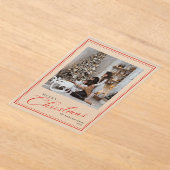 Minimaal script vintage prettig kerstfeest foto acryl uitnodigingen (Laagn)