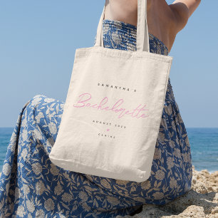 Minimaal script vrijgezellenfeest bruidsfeest tote bag
