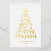 Minimaal script wit folie vrolijk kerstfeest  feestdagenkaart (Voorkant)