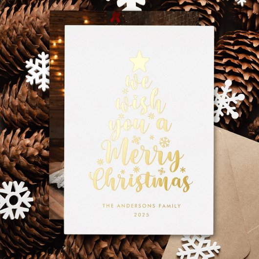 Minimaal script wit folie vrolijk kerstfeest  feestdagenkaart