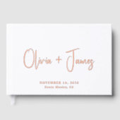 Minimaal script witte bruiloft gastenboek (Voorkant)