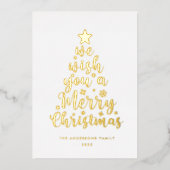 Minimaal Script Witte Folie Vrolijk Kerstfeest Folie Feestdagenkaart (Voorkant)