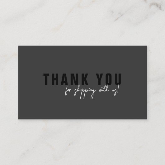 Minimaal script zwart Bedankt Logo Visitekaartje (Voorkant)